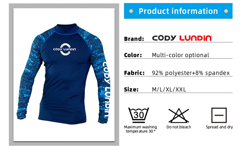 Herren UPF 50+ Kompressions-Rollkragen-Schwimm-Trainingsshirt Fitnessstudio Fitness-T-Shirt Surf-Sport-Rashguard Individuelles Logo Angel-Oberteil