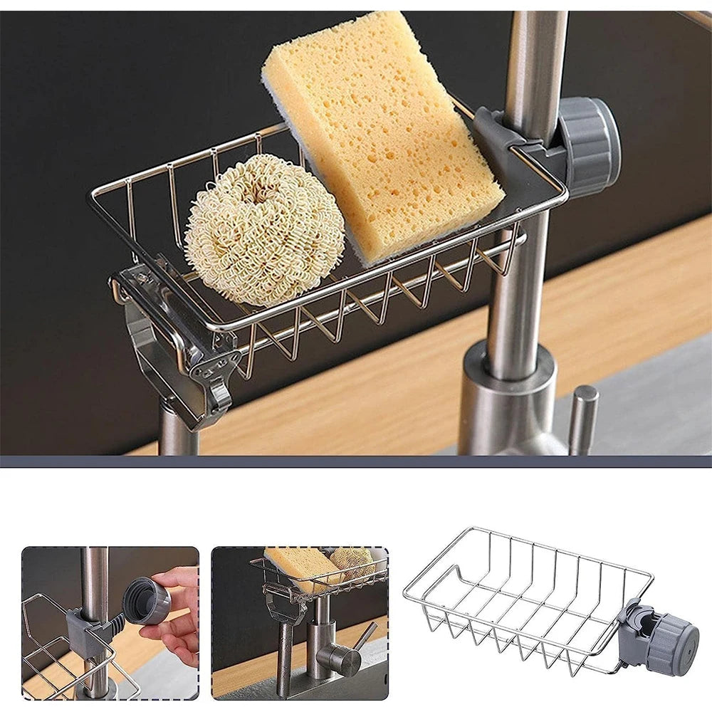 Sink Drain Rack & Faucet Sponge Holder