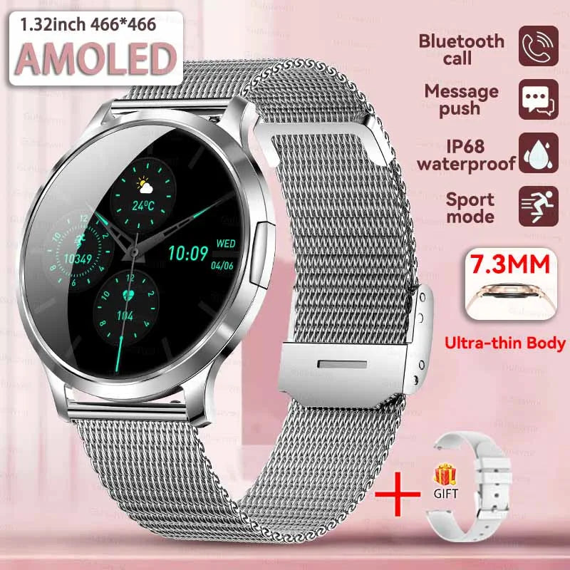 2025 NEW Smart Watch Women 1.32"AMOLED Sport Fitness Bracelet Custom Dial Watches Men Heart Rate  Bluetooth Call lady Smartwatch