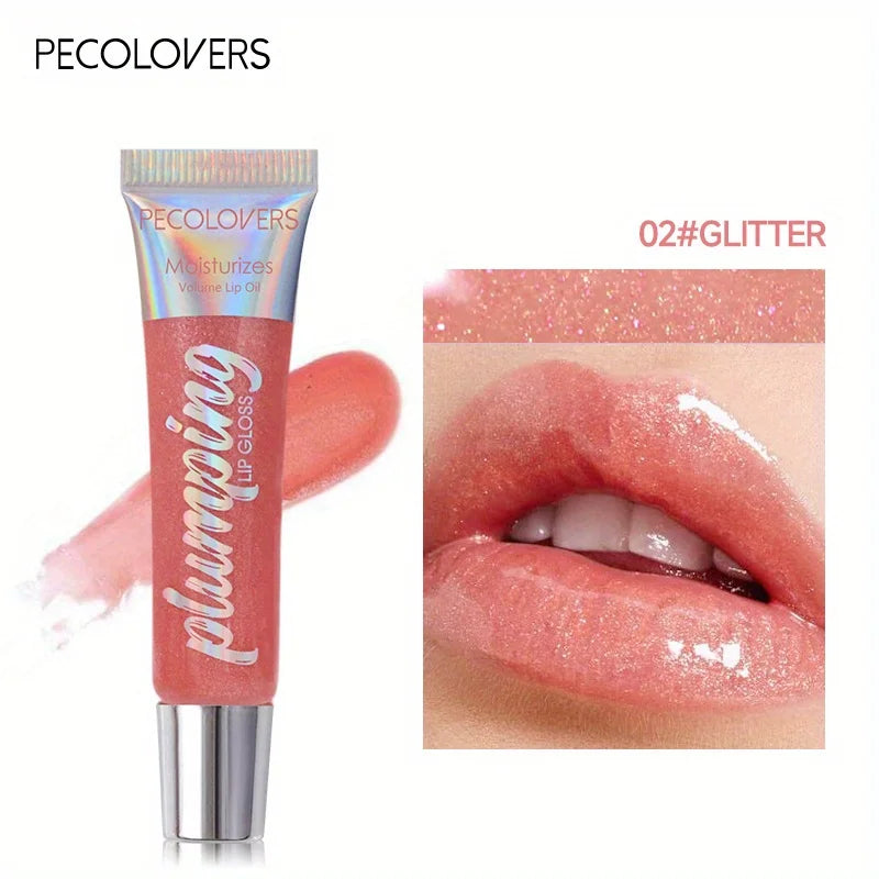 Glitzerndes Lippenöl Getönt Für Volleren Lippeneffekt, Kollagen-Lipgloss, Feuchtigkeitsspendende Lippenpflege Extreme Volumen Lippenessenz Lippenverstärker
