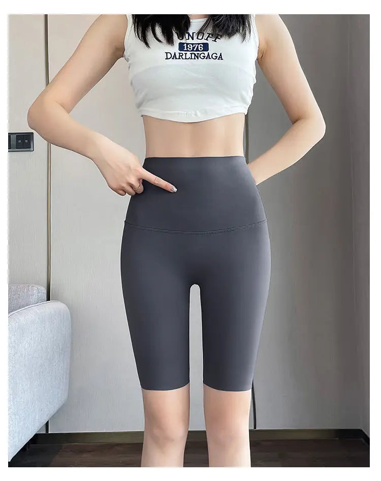 BIVIGAOS Liquid Cycling Shorts Women Honeycomb High Waist Tummy Control Butt Lifter Seamless Fitness Sports Biker Short Leggings