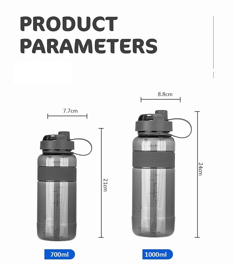 Neue 3-Liter-Trinkflasche mit Strohhalm, Fitness-Flasche mit Riemen für Outdoor, Reisen, Sport, große Kapazität