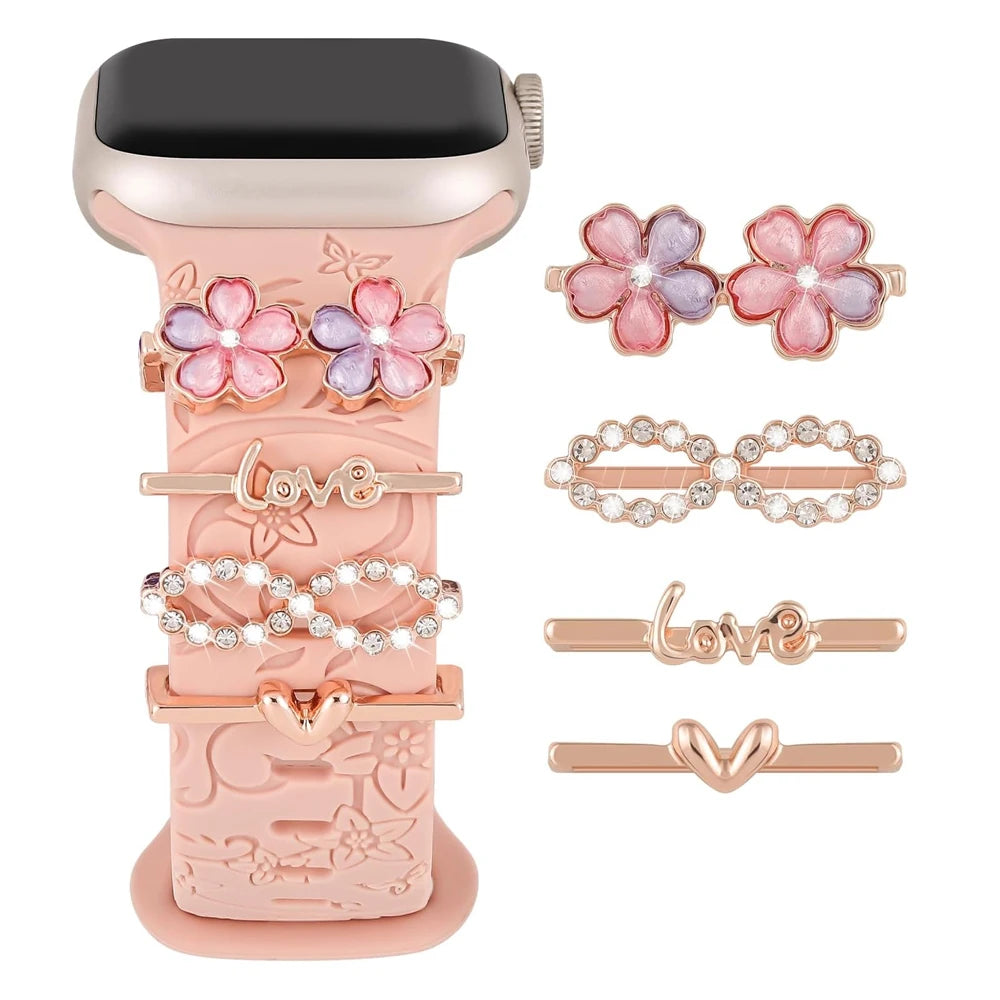 Charms for Apple Watch Band Series 9 8 7 6 5 4 SE 38 42 40 49 41 45 44 mm Decorative Ring Galaxy Watch 4 5 6 7 Strap Accessories