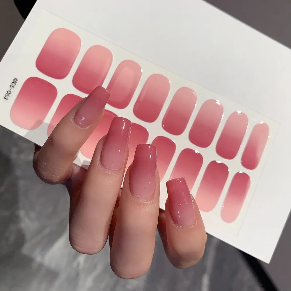 Semi-cured Gel-Nagelsticker, einfarbig, halbgebackene Nagelspitzen, vollständige Aufkleber, UV-Lampe erforderlich