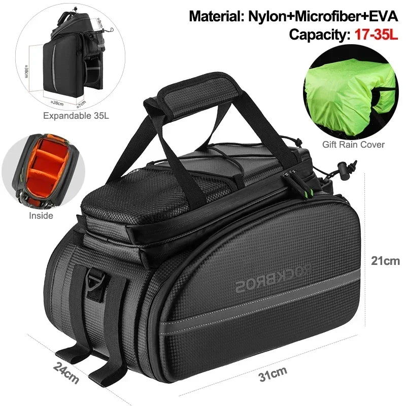 ROCKBROS Fahrradtasche 2-in-1 Reisefotografie Sport Fitness Umhängetasche PU Fahrradgepäckträger Rücksitz Aufbewahrungsbox Fahrradausrüstung