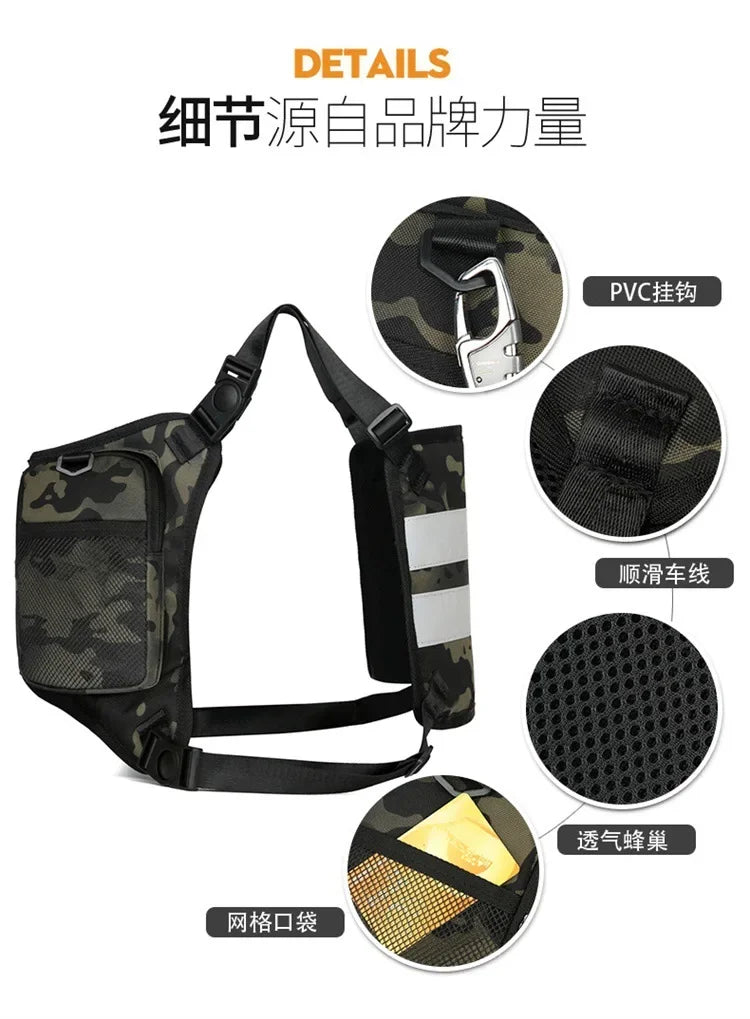 Function 2026 New Chest bag Vest Outdoor Hip hop Sports Fitness Men Protective Reflective Top vest Cycling Fishing Vests Mochila