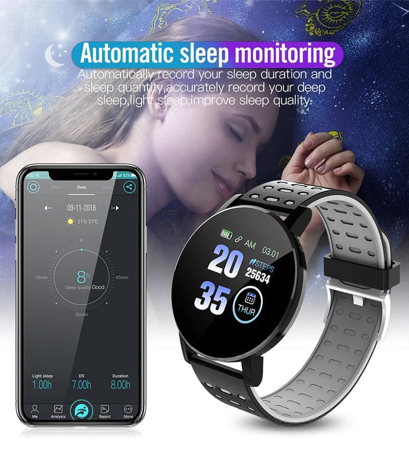 Smartwatch LED Digitaluhr Wasserdichte Smartwatch 1,44" Bildschirm Full Touch Smartband Herzfrequenzmesser Fitness Tracker Uhr