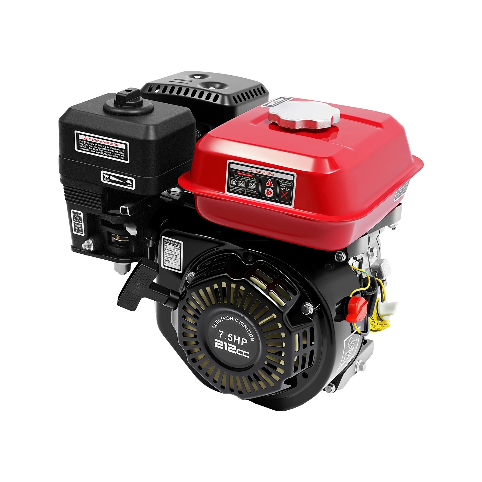 4-Takt 212cc Benzinmotor, 7,5PS 4000W 3600 U/min Einzylinder-Handstart-Benzinmotor, Kurbelwellendurchmesser 20mm