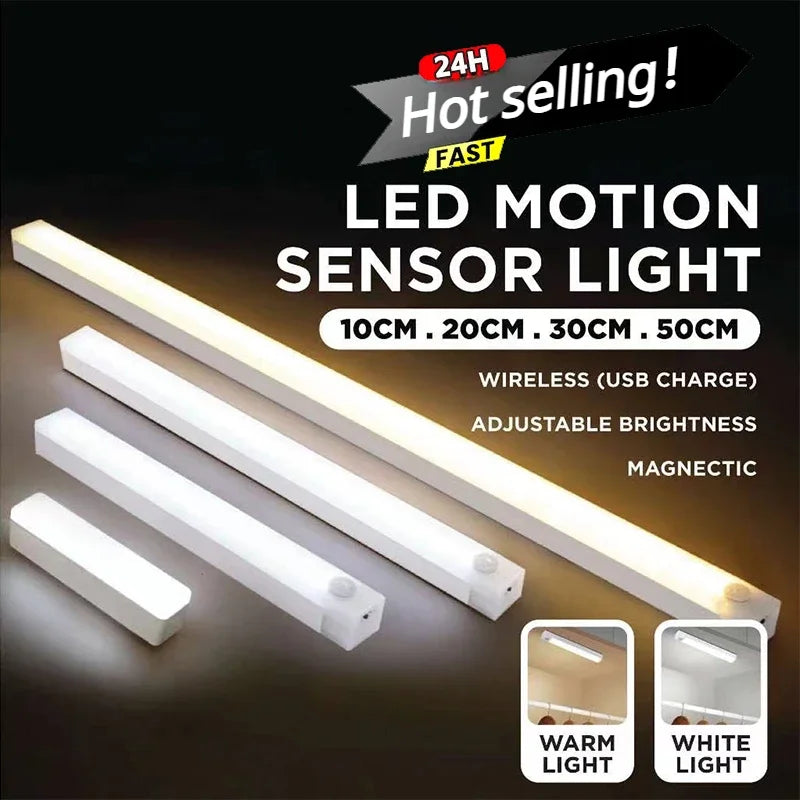 Luces LED con sensor de movimiento PIR, lámpara recargable, decoración de dormitorio, luz de noche regulable, lámparas para armario, escaleras, iluminación para habitación o bar