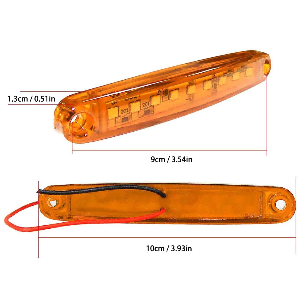 4PCS 9 LED Waterproof Side Warning Light Multicolor Truck Trailer Bus Van Lorry Width Lamp Signal Marker Bulb Lamp 12V 24V