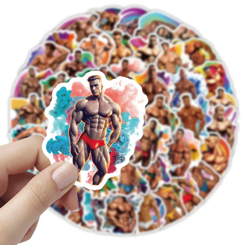10/30/50PCS Cool Fitness Stickers Muscular Man Cartoon Graffiti DIY Luggage Laptop Phone Guitar Car Bike Skateboard Sticker Toy