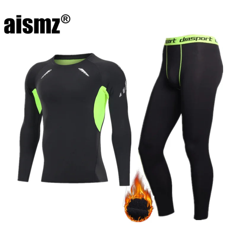 Winter Thermounterwäsche Herren Kompressions-Fitness-Fleece Mann Sport Erste Schicht Unterwäsche Set Zweite Wärme Herrenhaut Lange Unterhosen
