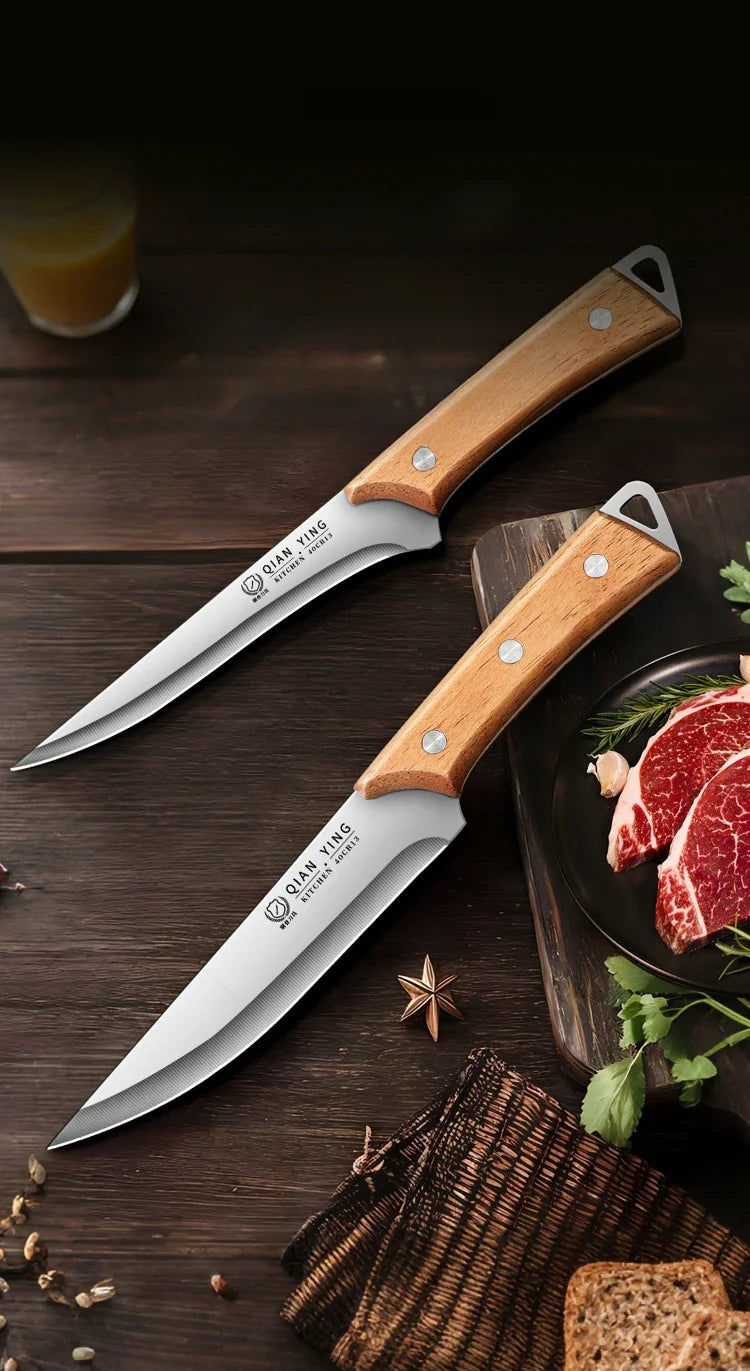 Professional forging bone removal and slicing knife set, kitchen knife with wooden handle, meat cutting knife with blade sheath
