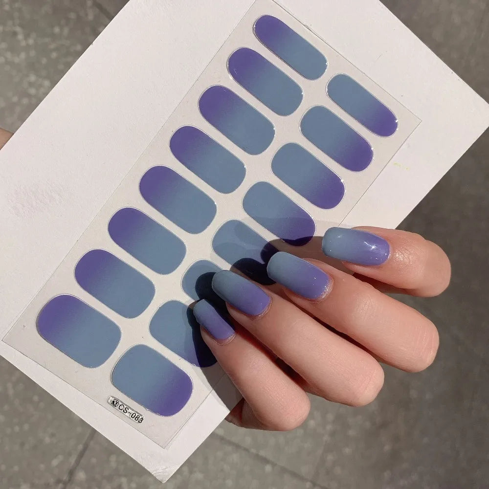 Semi-cured Gel-Nagelsticker, einfarbig, halbgebackene Nagelspitzen, vollständige Aufkleber, UV-Lampe erforderlich