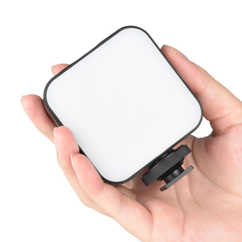 Miniluz de vídeo LED portátil, iluminación fotográfica de 6500 K, lámpara de relleno para selfie de teléfono móvil y transmisión en vivo con 3 zapatas frías, lámpara para vlogs