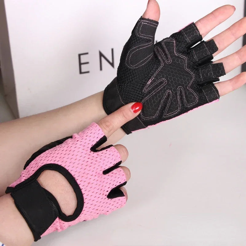 Turnhalle Handschuhe Frauen Männer Gewichtheben Fitness Handschuhe Fingerlos Atmungsaktiv Rutschfeste Gelpolster Bodybuilding Training Hanteln Handschuhe