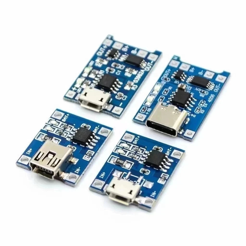 2/5 Stück 5V 1A Micro/Type-C/Mini 18650 TP4056 Lithium-Batterie-Ladegerät-Modul Ladeplatine mit Schutzfunktion Dual-Funktionen Li-Ion