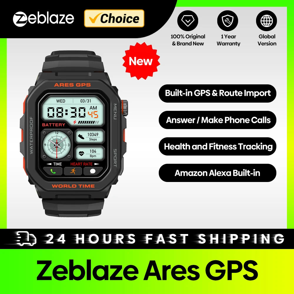 Neue Zeblaze Ares GPS Smartwatch mit integriertem Alexa & GPS Bluetooth Telefonanrufen Smartwatch Herzfrequenz SpO2 Fitness Tracker