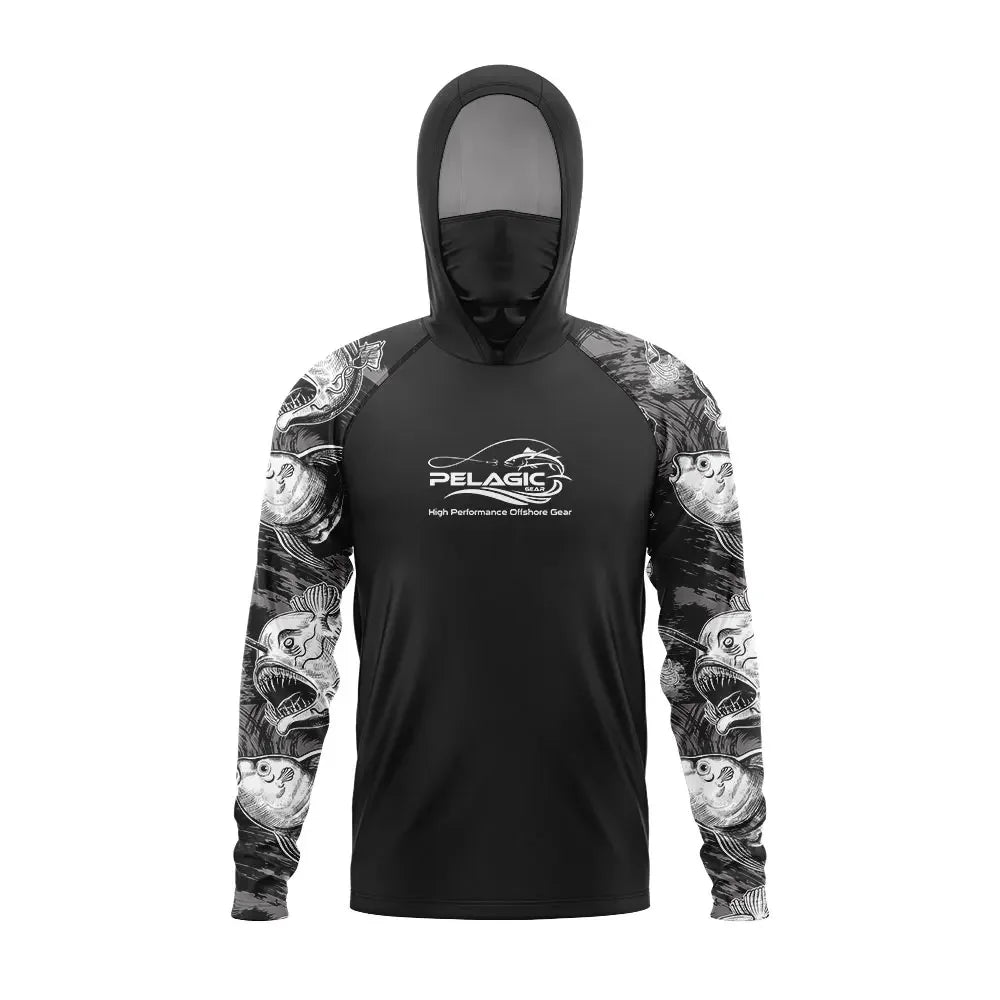 Pelagic Gear Neue Angelbekleidung Sommer Herren Langarm T-Shirt Fisch Sonnenschutz Atmungsaktive Kapuzen Gesichtsmaske Angelbekleidung