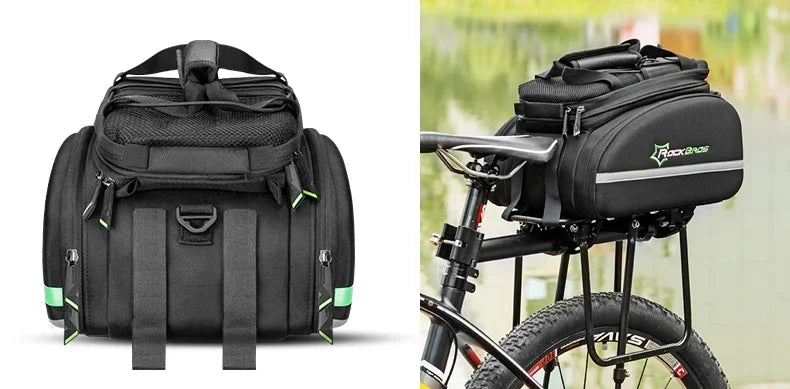 ROCKBROS Fahrradtasche 2-in-1 Reisefotografie Sport Fitness Umhängetasche PU Fahrradgepäckträger Rücksitz Aufbewahrungsbox Fahrradausrüstung