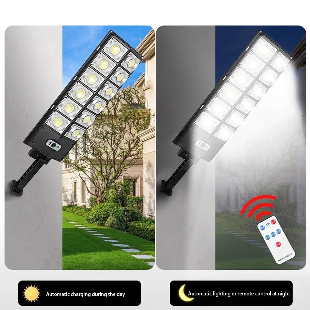 Outdoor Solar-LED-Leuchten Wasserdicht 8000 Lm Superhelle Wandlampe mit Bewegungssensor Fernbedienung Garten-Straßenleuchte