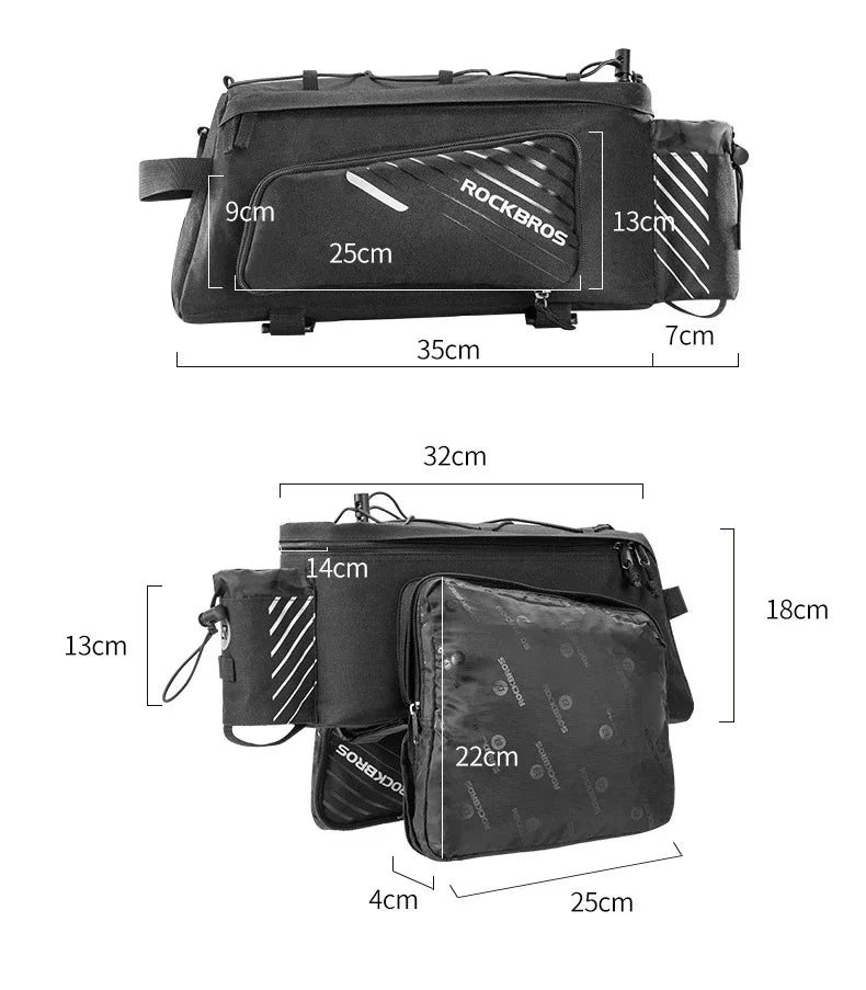 ROCKBROS Fahrradtasche 2-in-1 Reisefotografie Sport Fitness Umhängetasche PU Fahrradgepäckträger Rücksitz Aufbewahrungsbox Fahrradausrüstung