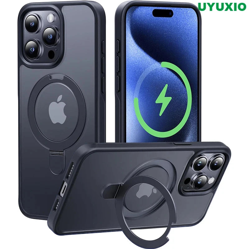 Durchsichtige magnetische Handyhülle mit Ring-Ständer für iPhone 16 15 14 Pro Max Plus 13 12 11 Handyhüllen Slim Cover