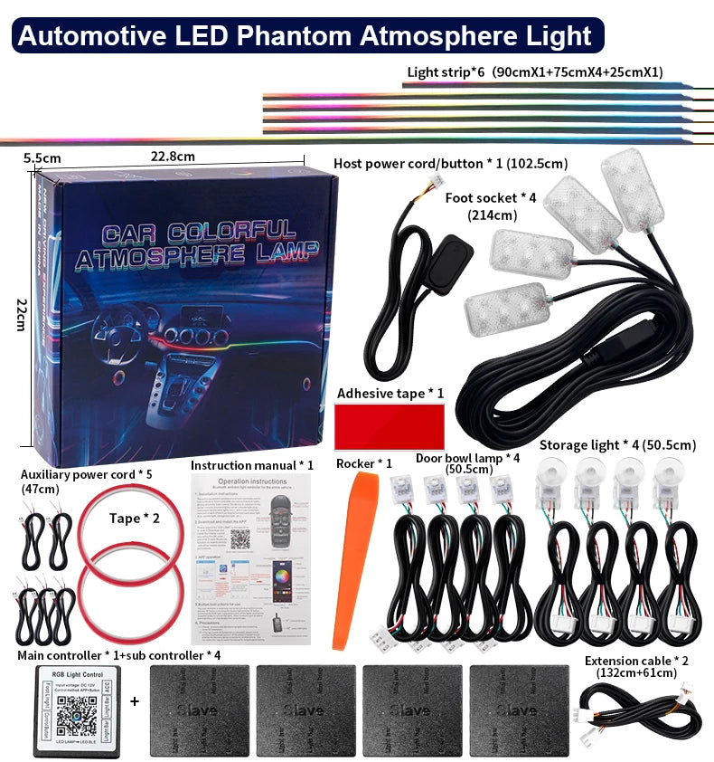 18/22 in 1 Atmosphäre Licht Teile 35/75CM 110CM Lichtleiste Lautsprecher Verlängerungskabel Haupt-/Nebencontroller Fußlampe Symphony Teile