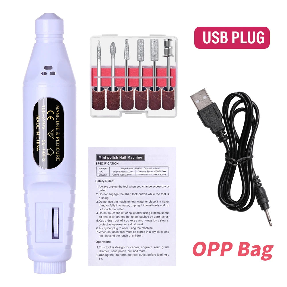 6-in-1 Electric Nail Drill Kit, Up to 20,000 RPM