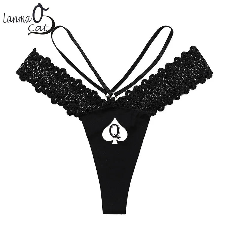 Q Spades Druck Sexy Damen Unterwäsche Heiße Ehefrau Königin Sport Fitness Nahtlose Mädchenhöschen Niedrige Taille Damen Strings
