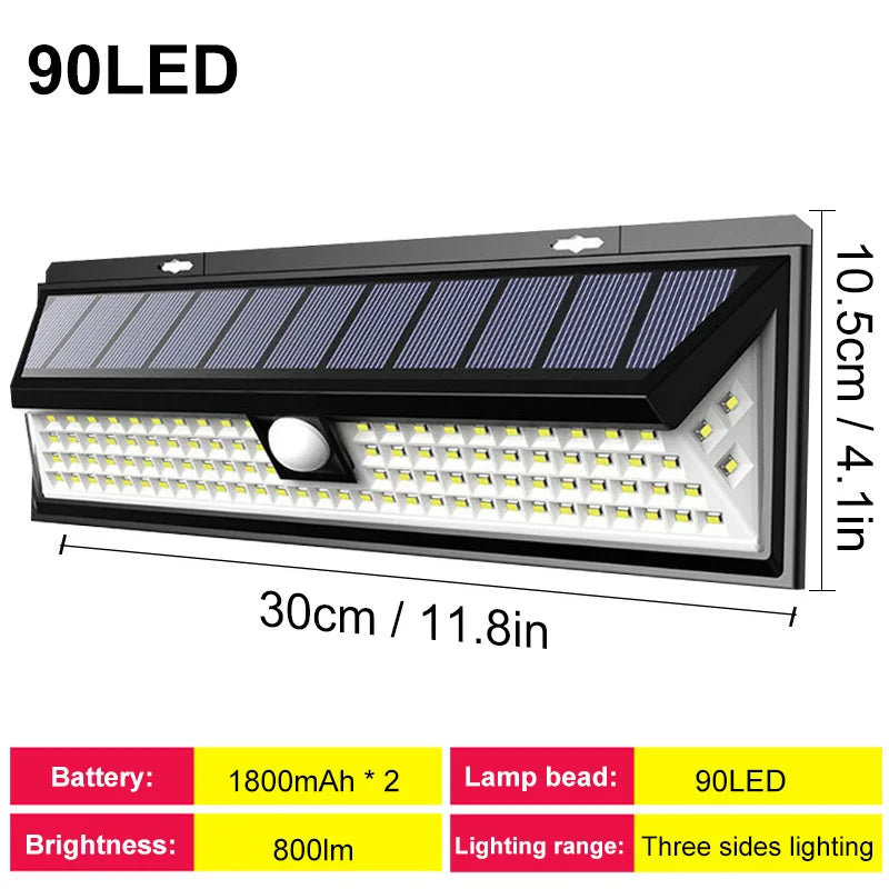 118LED Neueste Solar-LED-Leuchten Outdoor Solarlampe mit Bewegungssensor 4 Modi Wasserdicht IP65 Solar Gartenleuchte Straßenhof Laterne