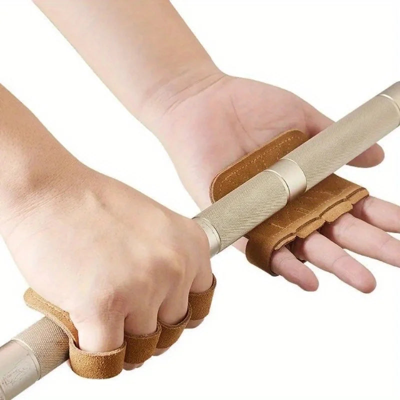 2 pares de guantes de fitness para dominadas | Protección de palma de cuero vacuno multicolor | Agarre antideslizante y resistente al desgaste