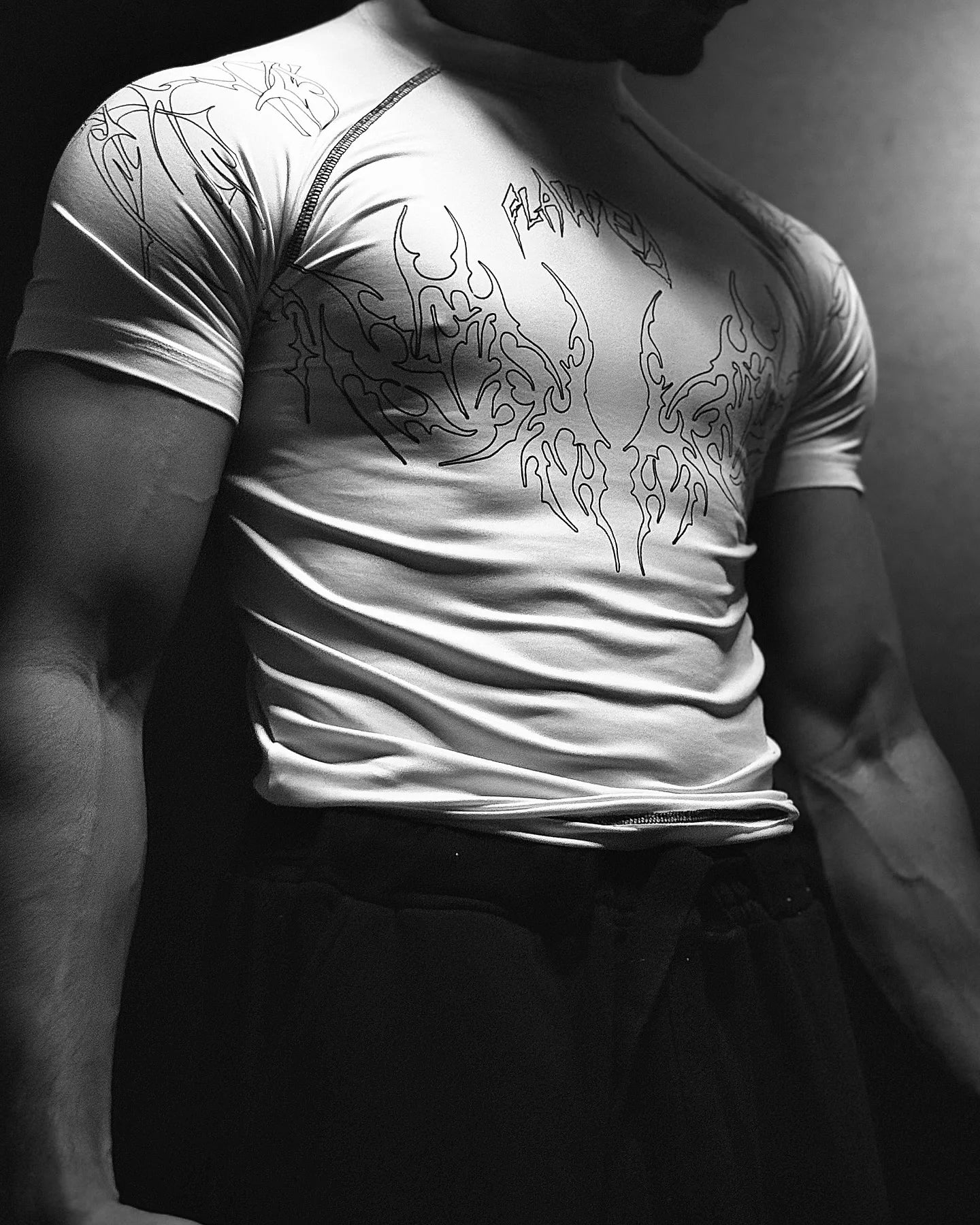 American Training Suit Fashion Violence Dark Grain Short Sleeves Crazy Street Style Fitness T-shirt Y2K Popular Style