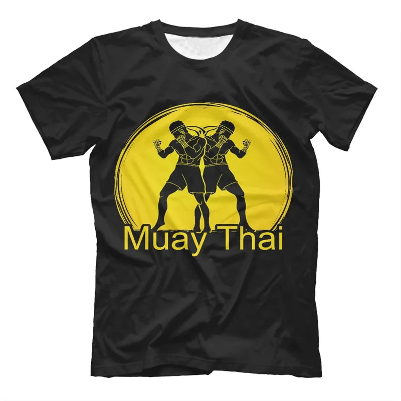 Herren Boxen Muay Thai T-Shirt Mode Sommer Oversized T-Shirts Casual Herren Fitnessstudio Fitness Kampf Training Sportbekleidung