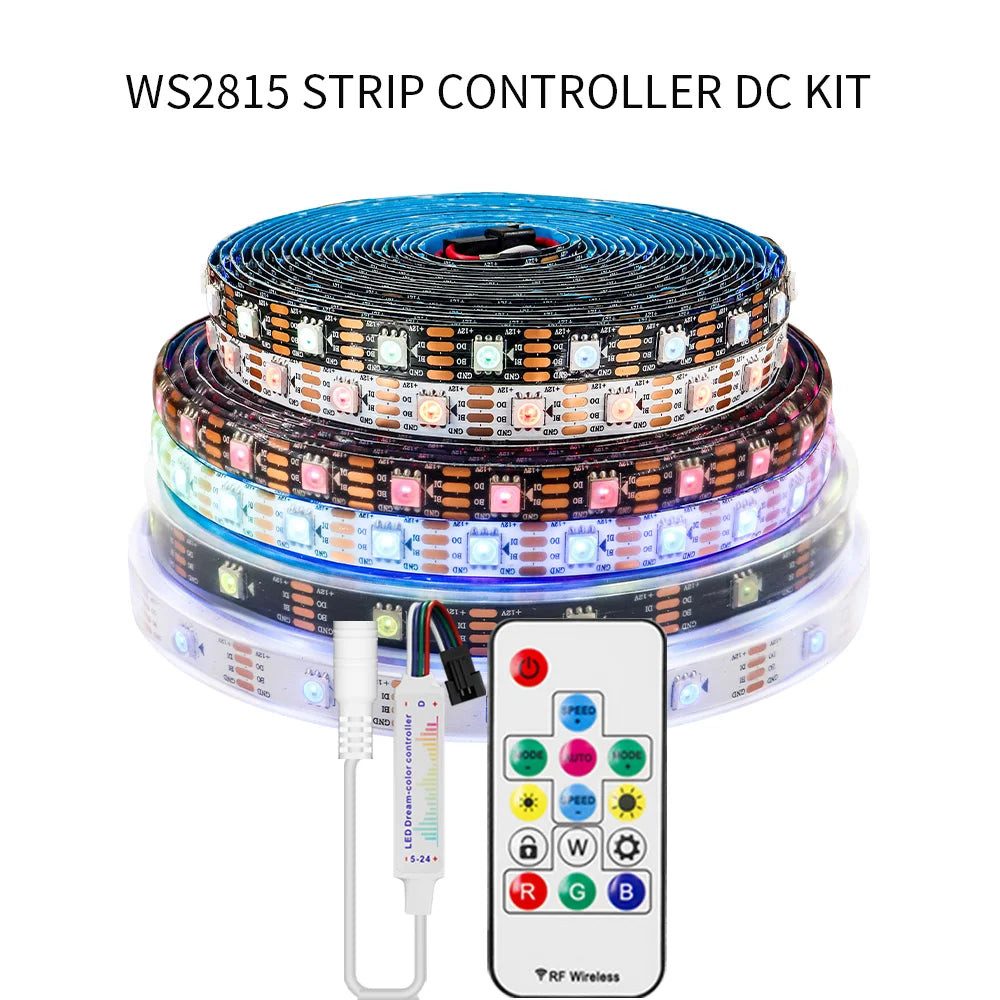 WS2815 Addressable LED lights RGBIC Color soft Led strip light with USB/DC17keys controller control Home Decoration lamp DC12V