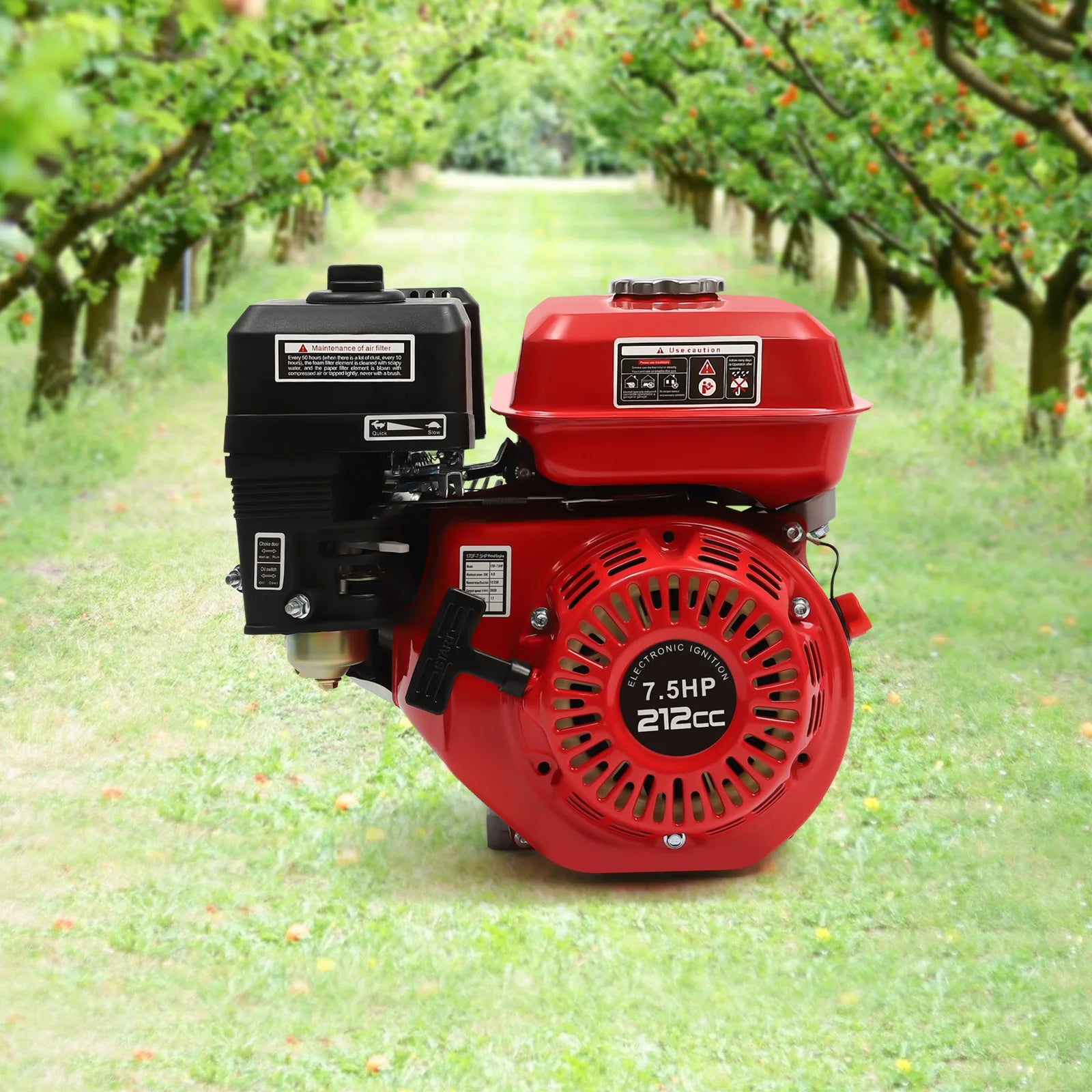 4-Stroke 212cc Petrol Engine,7.5HP 4000W 3600 RPM Single Cylinder Hand-Pulled Gasoline Engine,Diameter of the Crankshaft is 20mm