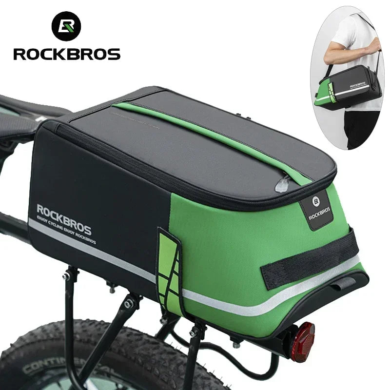 ROCKBROS Fahrradtasche 2-in-1 Reisefotografie Sport Fitness Umhängetasche PU Fahrradgepäckträger Rücksitz Aufbewahrungsbox Fahrradausrüstung