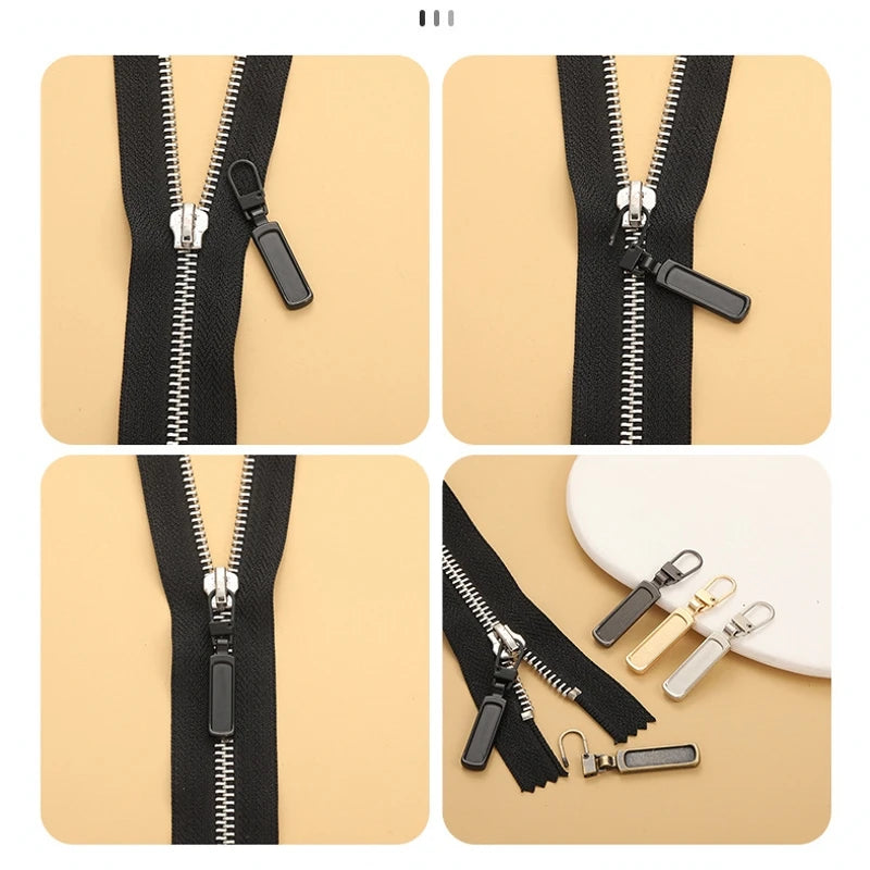 5 Stück Näh-DIY abnehmbarer Reißverschlusskopf Reißverschlusszipper praktisch bequem stabil Tasche Handtasche Koffer Geldbörse Rucksack Zelt