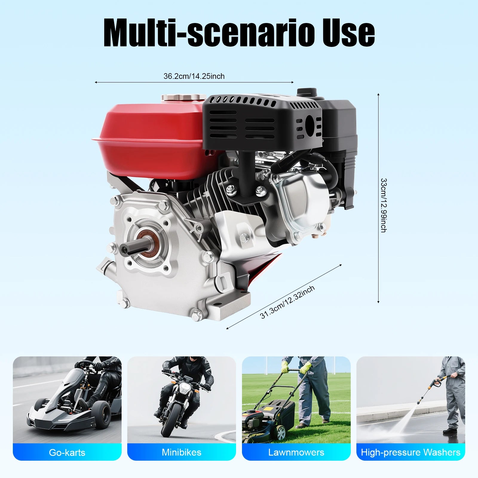 4-Takt 212cc Benzinmotor, 7,5PS 4000W 3600 U/min Einzylinder-Handstart-Benzinmotor, Kurbelwellendurchmesser 20mm