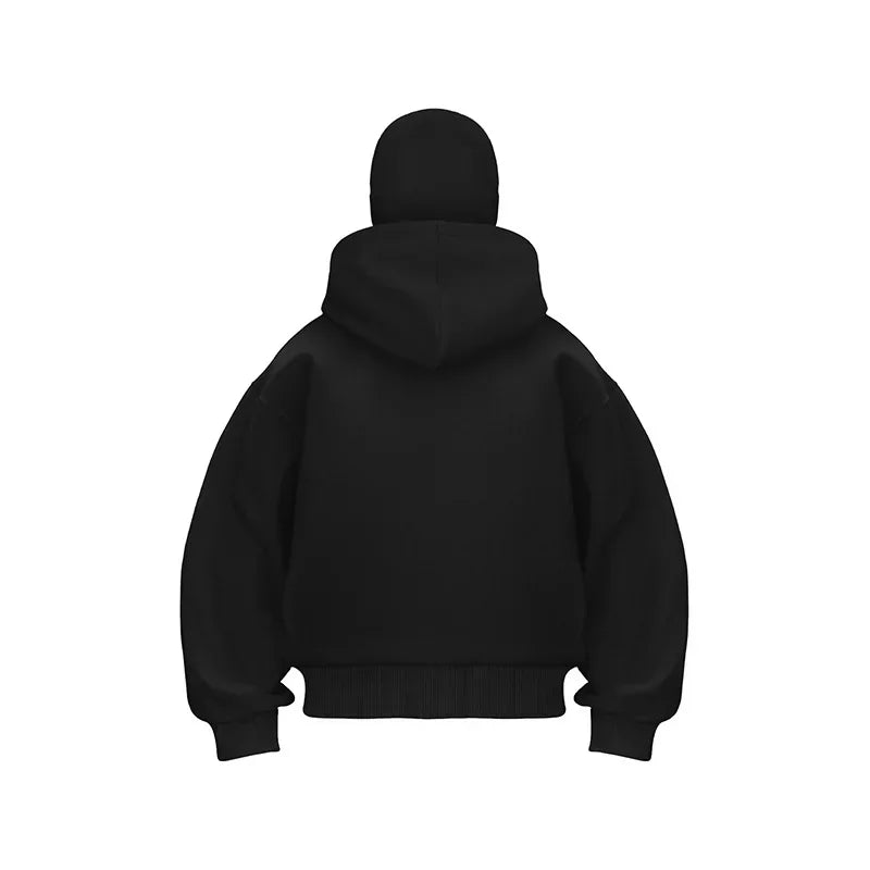 Balaclava Herren Zip Hoodie Winter Warm Lässig Sweatshirt Y2K mit Kapuzen-Gesichtsmaske Reißverschluss Design Sportjacke Outdoor-Aktivitäten