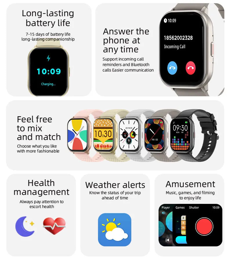 OLEVS 8206 Smartwatch Original Marke 2,01 Zoll Full Touchscreen Sport Fitness Bluetooth Smartwatch Kompatibel Android iOS
