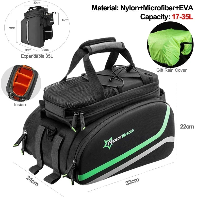 ROCKBROS Fahrradtasche 2-in-1 Reisefotografie Sport Fitness Umhängetasche PU Fahrradgepäckträger Rücksitz Aufbewahrungsbox Fahrradausrüstung