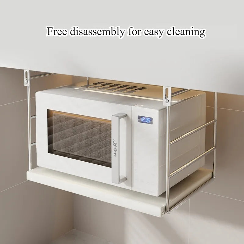 Kitchen Microwave Oven Shelf Wall Mounted Oven Rice Cooker Multifunctional Hanging Cabinet Bracket Free Punching Storage Rack