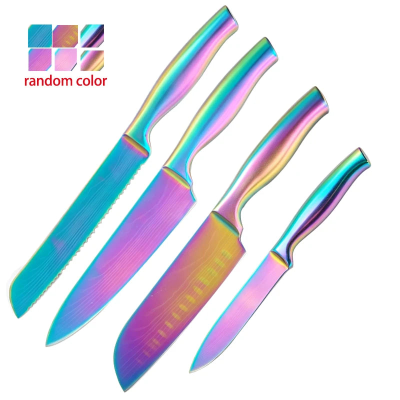 BAFENGS Rainbow Stainless Steel Kitchen Knife Set