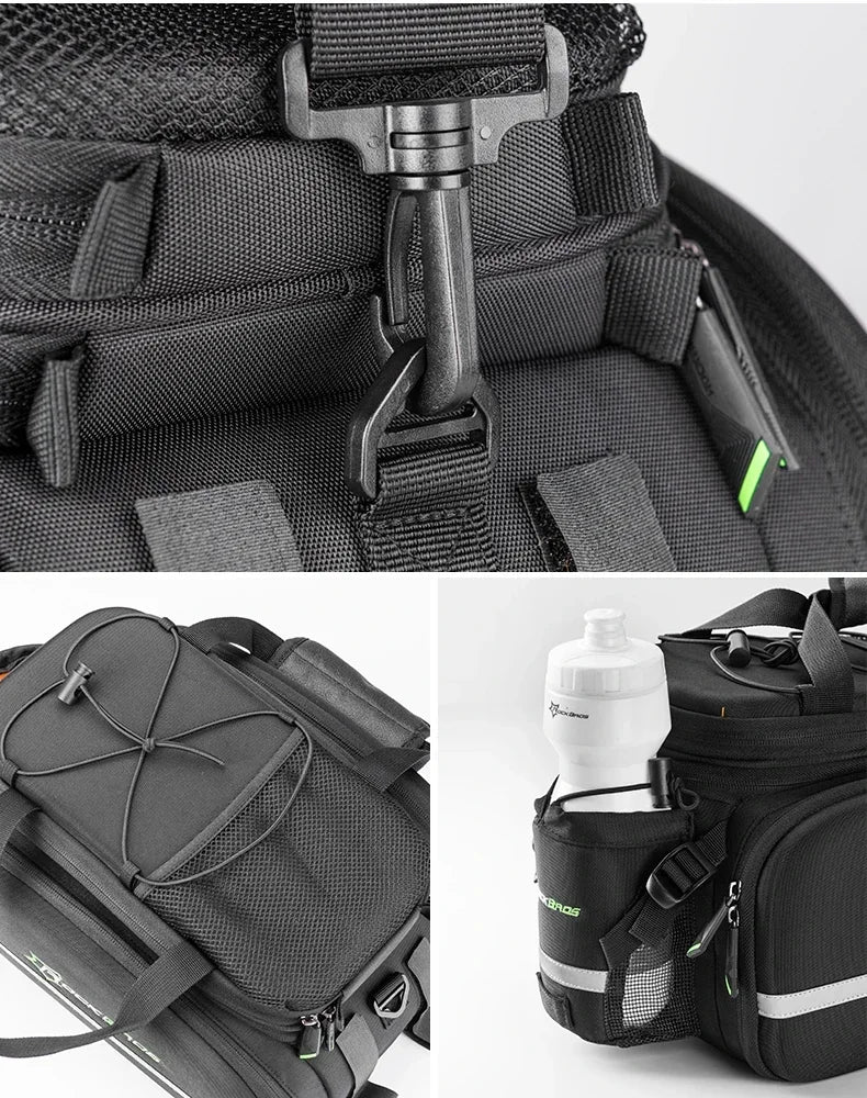 ROCKBROS Fahrradtasche 2-in-1 Reisefotografie Sport Fitness Umhängetasche PU Fahrradgepäckträger Rücksitz Aufbewahrungsbox Fahrradausrüstung