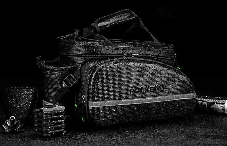 ROCKBROS Fahrradtasche 2-in-1 Reisefotografie Sport Fitness Umhängetasche PU Fahrradgepäckträger Rücksitz Aufbewahrungsbox Fahrradausrüstung