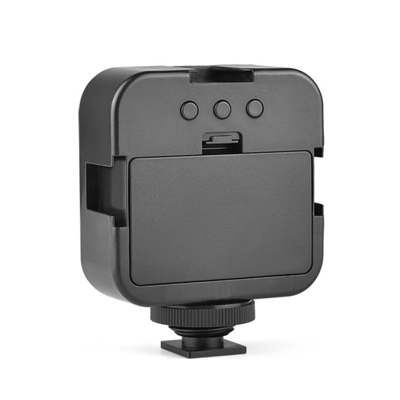 Miniluz de vídeo LED portátil, iluminación fotográfica de 6500 K, lámpara de relleno para selfie de teléfono móvil y transmisión en vivo con 3 zapatas frías, lámpara para vlogs