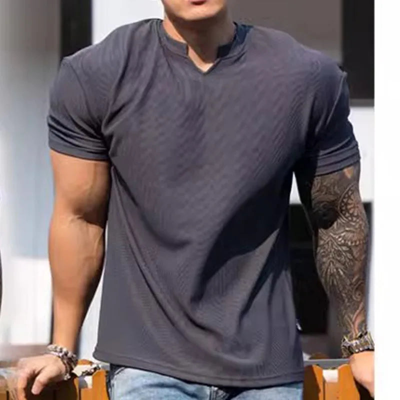 280g Heavy T-shirt Fabric Shoulder Pads With Large Anti-wrinkle Quick Drying Fitness Wear Sports Short Sleeve T-shirt For Men
