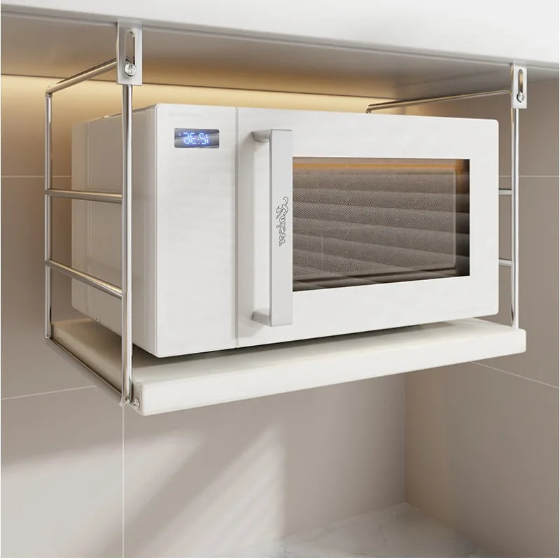 Kitchen Microwave Oven Shelf Wall Mounted Oven Rice Cooker Multifunctional Hanging Cabinet Bracket Free Punching Storage Rack