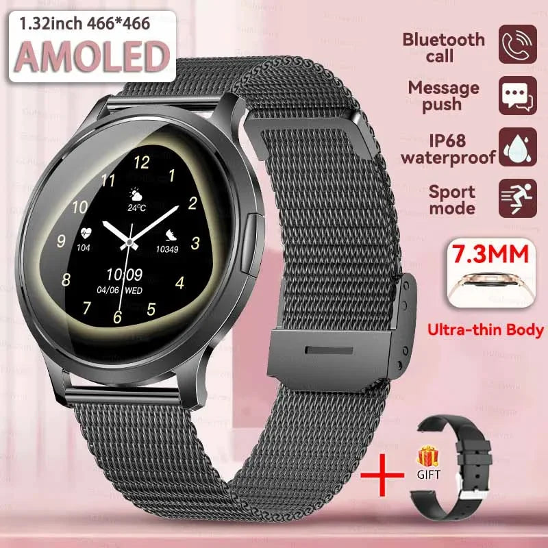 2025 NEW Smart Watch Women 1.32"AMOLED Sport Fitness Bracelet Custom Dial Watches Men Heart Rate  Bluetooth Call lady Smartwatch